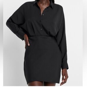 Express Portofino Black Half-Button Mini Dress